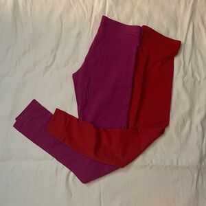 Set of 2 Red and Pink Leggings size small